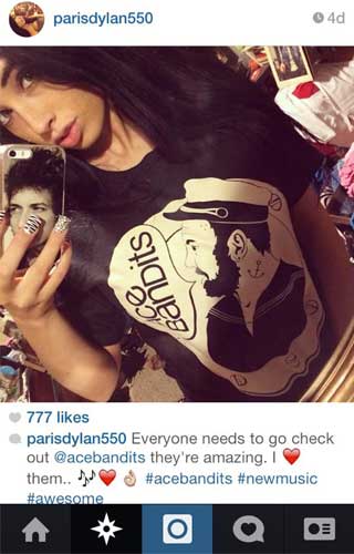 Parisdylan550 promoting Ace Bandits T-shirt on instagram